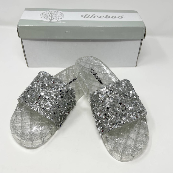 Weeboo Shoes Weeboo Silver Jelly Shimmery Sparkle Embellished